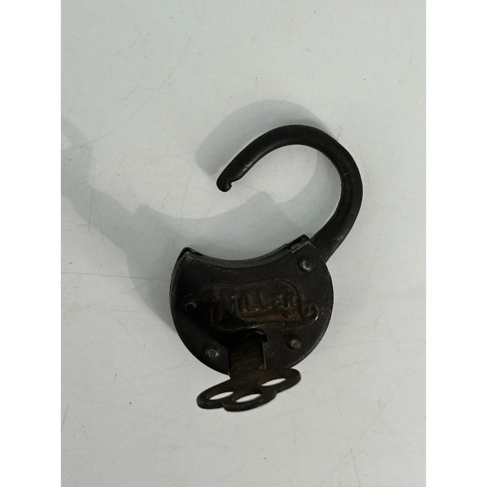 Antique MILLER Key Pad Lock Solid Metal Heavy Duty Lock & Key Set USA